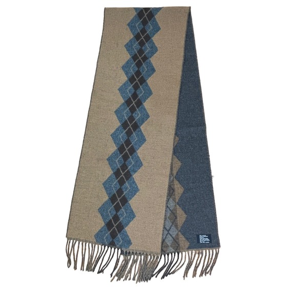Fraas Accessories - Fraas Adult Scarf Germany-Made Acrylic Soft Fringe 64x11.5" Reversible Tan-Gray